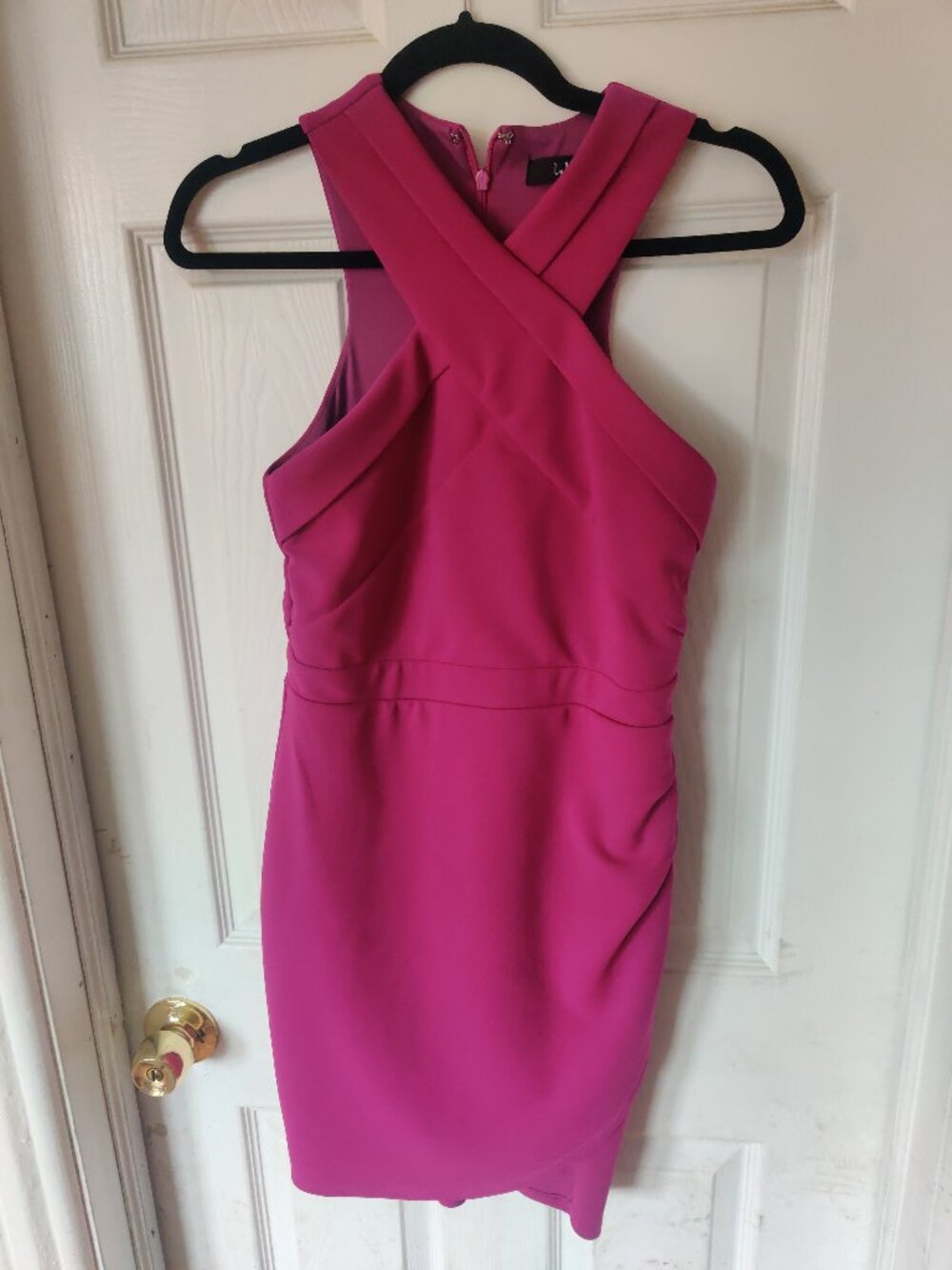 Cocktail Hour Magenta Halter Tulip Mini Dress